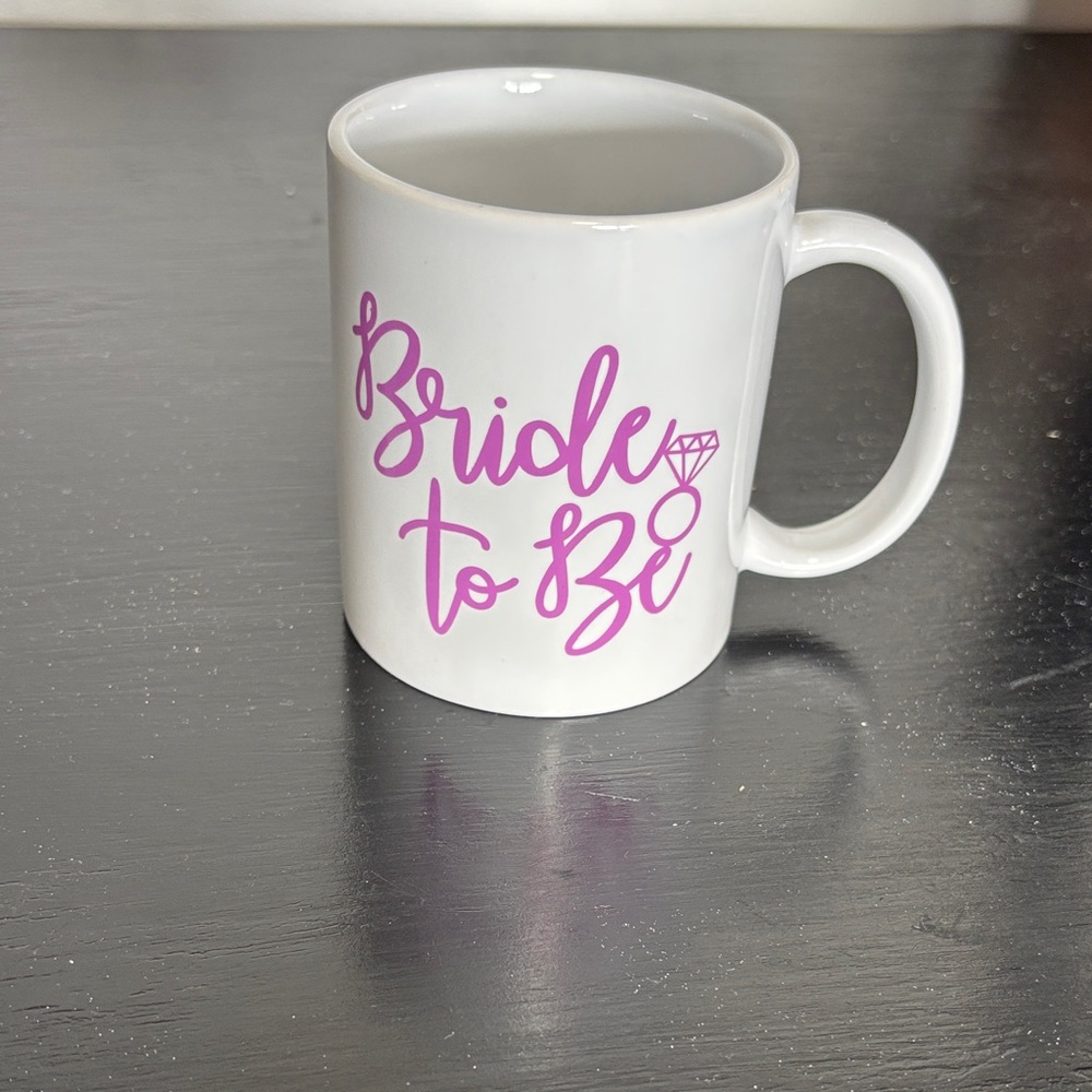 Bride to Be White Mug with Pink Text